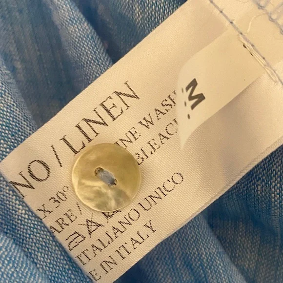 Italian Linen Blue Maxi Dress with Belt - Picture 4 of 4